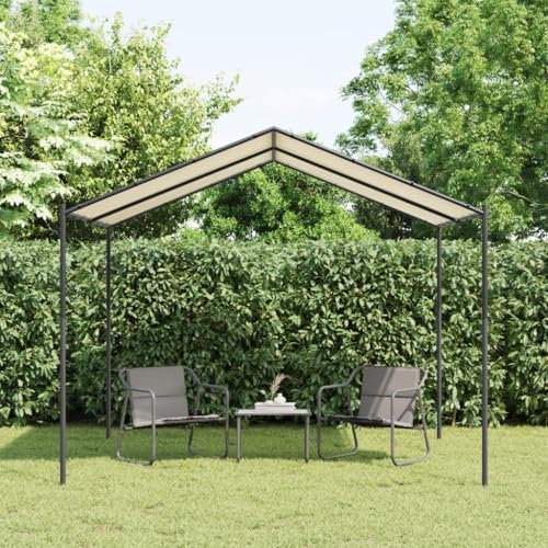 Myheimly Gartenpavillon Beige 3x3 m Stahl und Stoff