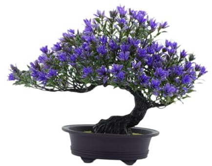 perfk Künstliche Bonsai Baum Kunstpflanzen Dekor Kunst Kunsthandwerk Moderne Kollektion Orament Willkommen für Garten Tisch Wohnzimmer, Dunkelviolett