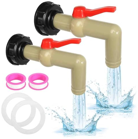 2 Stück IBC Auslaufhahn IBC Tank Zubehör IBC Wasserhahn 1 Zoll IBC Adapter S60x6 Grobgewinde IBC Absperrhahn für 1000L IBC Container Wassertank Regentonnen (32mm,DN40/50)