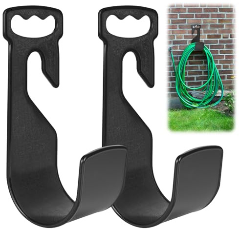 XCRPRT Lot de 2 supports de tuyau d'arrosage avec poignée, crochet de suspension robuste, crochet de tuyau d'arrosage, support mural pour tuyau d'arrosage