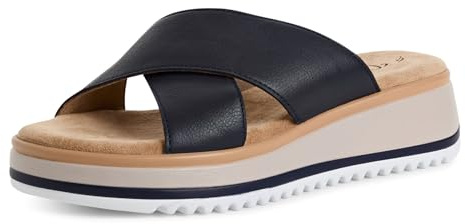 s.Oliver Damen Pantolette mit Kreuzbandage und bequemem Keilabsatz 5-27262-44, Größe:39 EU, Farbe:Blau