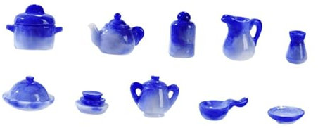 EHJRE 10Pcs 1:12 Dollhouse Teapot Tea Set DIY Decor Pretend Play Toys for Bedroom