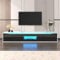 Merax Meuble TV LED Mural 180 cm, Meuble télé Suspendu Brillant Noir et Blanc avec éclairage 16 Couleurs, 4 Modes de lumière, Design Moderne, Portes rainurées, Fixation Murale