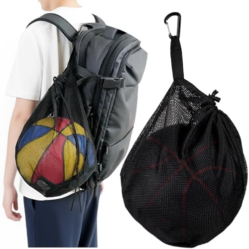 Esshogo 1 saco de pelota portátil, red de pelota negra, bolsa de baloncesto, redes de fútbol para pelotas, red de voleibol, red de fútbol para pelotas, red de fútbol para pelotas, bolsa de red para
