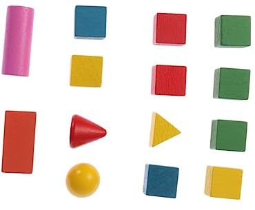 ERINGOGO 14stücke Holz Geometrie-bausteine Für Früherziehung Bunte Kombinationslehrmittel Dreidimensionales Lernspielzeug Für Junge Mädchen
