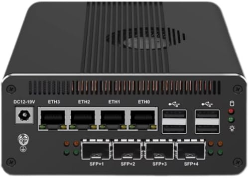 HKUXZR Firewall Appliance Mini PC, Ultra 7 155H 4 * 10G 4xIntel I226 2.5G Soft Routing,2*DDR5 5600MHz (Compatible with 4800/5200MHz),1*M.2 NVMe PCle4.0×4 Signal (NO RAM NO SSD)
