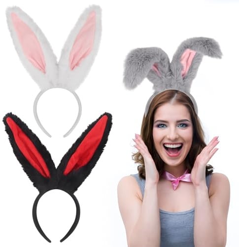 3 Stück Hasenohren Haarreif Plüsch Weiche Osterhasen Ohren Stirnbänder | 38 X 12 cm Süßes Hasenohren Kostüm Accessoire Gilt für Damen Kinder Ostern Karneval Halloween Und Cosplay Party Dekoration