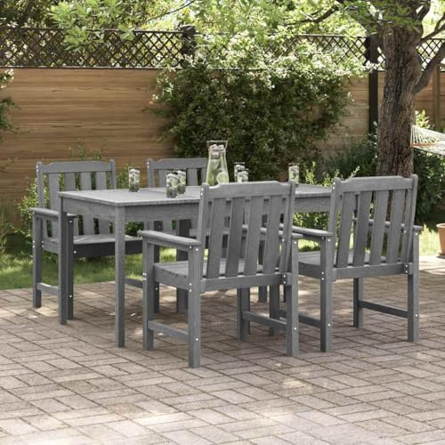 Ziaphsol Garten-Essstuhl Set, 4 Stühle Hellgrau, 65.5x59x88 cm, wetterfestes Plastik, für Terrasse, Balkon, Garten, Bequeme Outdoor-Sitzgelegenheit