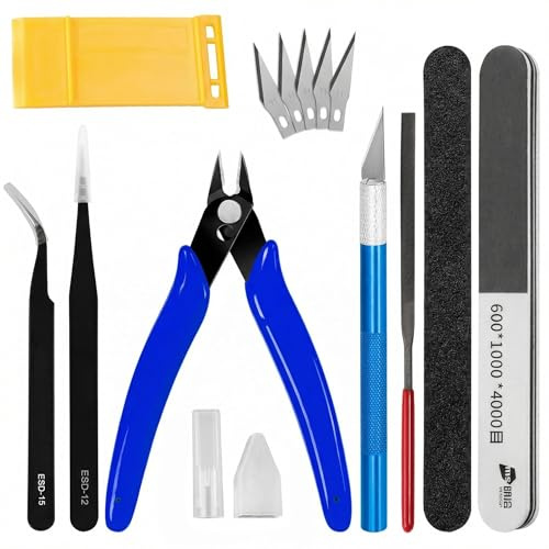 1 Set Model Making Tools Kit – Complete Professional Hobby Building & Repair Set with Storage Box for Gundam, Plastic Models, Cars, Miniatures, DIY Crafts and Assembly Projects