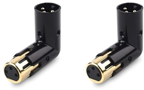 Deechate Lot de 2 adaptateurs XLR à angle droit mâle vers à angle droit XLR à 90 degrés