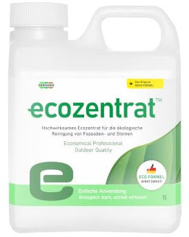 Ecozentrat™ Extrem – Hochwirksamer Stein- & Fassadenreiniger Konzentrat, Eco-Formel, Profi-Qualität für Beton, Klinker & Naturstein, Hohe Ergiebigkeit (50-100ml/qm), (Steinreiniger, 1L)