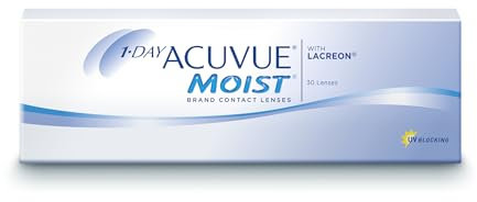ACUVUE MOIST 1-Day Tageskontaktlinsen für empfindliche Augen & Allergiker – Tageskontaktlinsen mit -1 dpt und BC 8.5 – UV Schutz & Komfortables Tragegefühl – 30 Linsen