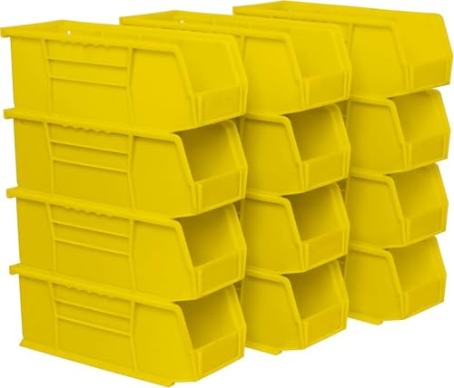 Akro-Mils 30224 AkroBins Plastic Storage Bins, 11x 4x 4, Yellow, 12-Pack