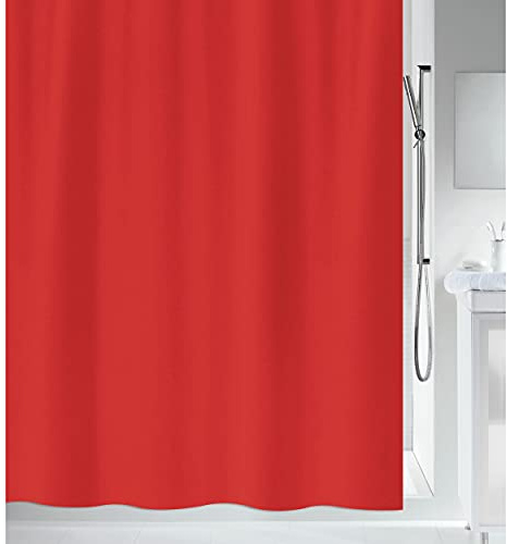 Spirella Schimmel Duschvorhang-Anti-Bakteriell, waschbar, wasserdicht-Polyester, „Primo “ 180x200cm Rot, Red, 180 X 200