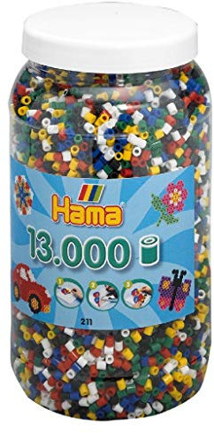 Hama - Midi Pot 13000 Perles Base mix 6 Coul, 211-66, 11.5 x 11.5 x 21 cm