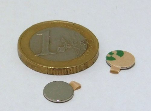ideo 20 Neodym-Magnete 8 x 0,75 mm rund - selbstklebend