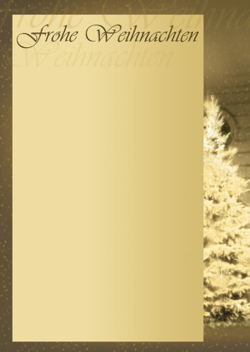 Briefpapier Weihnachtsbaum Frohe Weihnachten 100 Blatt Motivpapier DIN A4 90 g/m² braun/beige 5383