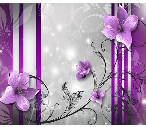 Fototapete murando 350x256 cm Vlies Tapeten Wandtapete XXL Moderne Wanddeko Design Wand Dekoration Wohnzimmer Schlafzimmer Büro Flur Abstrakt Blumen Ornament violett braun rose rot b-A-0041-a-b