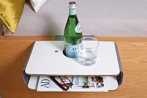 HT Nachttisch Mini-Nachttisch Konsole weiß/Silber Bett Ablage Klemmbrett