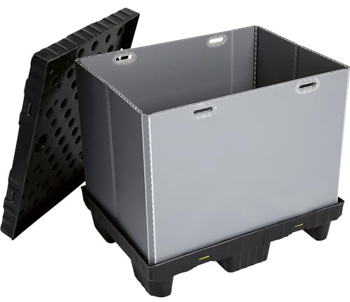 kaiserkraft | Palettenbox | faltbar | grau | 800 x 600 x 400 mm | Faltbar, aus PP, Inhalt 215 l, ab 1 Stk