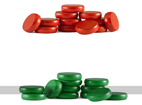 Set of Crokinole disks (12 red, 12 green plus 2 spares)