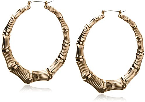 Guess Metal Hoops Damen Bambus Creolen Ohrringe Gold Einheitsgröße Metall, Einheitsgröße, Metall, No_Stone