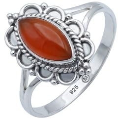 mantraroma Silberring Damen 925 Sterling Silber – ellipsenförmiger Edelstein Ring, Vintage Statement Ring Schmuck, elegantes Geschenk für Frauen