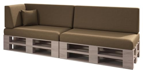 sunnypillow Palettenkissen für Palettenmöbel - 6er Set - Palettenauflage für Palettensofa für Haus, Garten - Palettenpolster mit abnehmbarem Bezug für Europaletten - Rückenkissen & Sitzkissen Braun