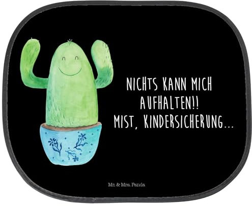 Mr. & Mrs. Panda Auto Sonnenschutz Kaktus Happy - Geschenk, Sonnenschutz Auto, Kakteen, Sonnenschutz für Auto, Kollegin, Kindersicherung, Büro, Sonne