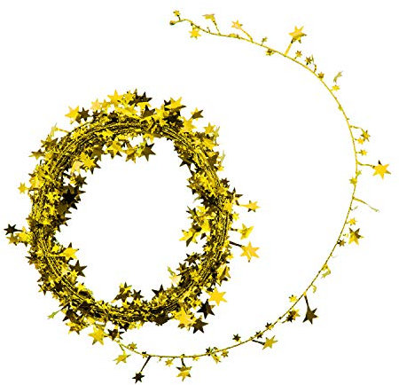 Oblique Unique® Folien Girlande Stern Lametta Glitzer Draht 7,5m Hängedeko Tischdeko Geburtstag Jubiläum JGA Hochzeit Weihnachten Silvester Party Karneval Fasching Deko - wählbar (Gold)