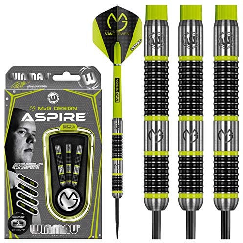 WINMAU Michael Van Gerwen MvG Aspire 25g Profi Wolfram Steeltip Dartpfeile Set mit Flights und Schäfte