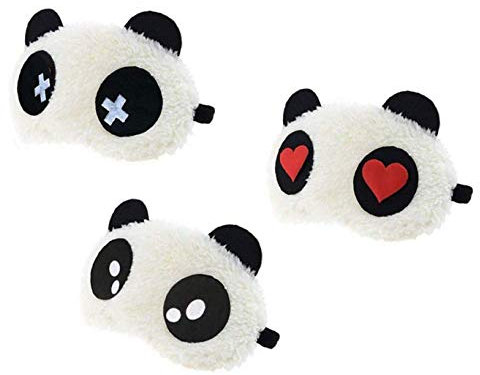 Cisixin 3 Stück Panda Schlafmaske Augenklappe Süße Plüsch Augenabdeckung Augenblende