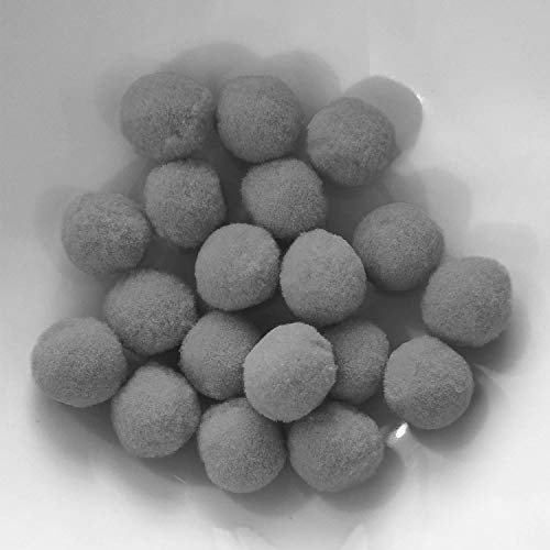 PomPon Bälle aus Baumwolle - 20 mm 25 Stk. - Grau Kugeln - Set zum Basteln mit Kindern Bommel Groß Deko Bunt filzkugeln Pom Puschel Stoff Wattebällchen Filz ponpom Wattekugeln kreativ DIY