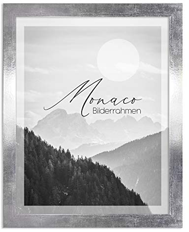 BIRAPA Monaco Bilderrahmen 29,7x42 cm (DIN A3) Silberglanz Vintage - Bilderrahmen Metall Optik, Alu Gebürstet Rahmen, Posterrahmen, Wechselrahmen