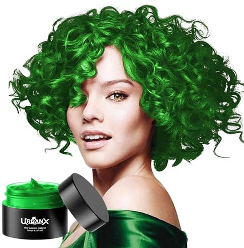 UrbanX Washable Hair Coloring Wax Material Unisex Color Dye Styling Cream Natural Hairstyle Pomade Temporary Party Cosplay Natural Ingredients (Green)