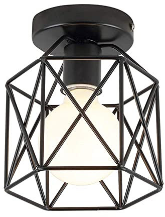 E27 Vintage Deckenleuchte, Geometrischen Käfig Eisen Draht Lampenschirm Deckenlampe, Retro Industrielle Stehlampe Pendelleuchte für Küchen Loft Flur Schlafzimmer Bar Café Laden Salon Restaurant (C)