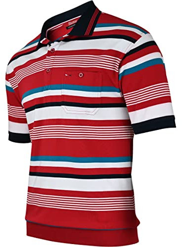 Soltice Herren Kurzarm Poloshirts mit Brusttasche, Polohemd, Gestreifte Blousonshirts Baumwoll-Mix (M bis 3XL) L,[M1] Bordeaux