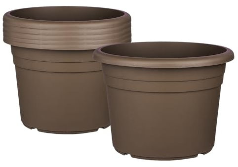 BigDean 6X Blumentopf Ø 45 cm Farbe Taupe Kunststoff Pflanztopf Containertopf Übertopf Pflanzkübel rund 45 x 32 cm