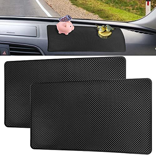 VCRANONR 2 Stücke Antirutschmatte Auto Armaturenbrett Klebematte Anti Rutsch Pad Auto Klein Cockpit Antirutschmatte Schwarz rutschfeste Autoablage mit Gut Adsorption für KFZ Handy Schlüssel PKW