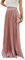 ebossy Jupe longue plissée en mousseline de soie fluide pour femme, taille haute, rose, Taille M