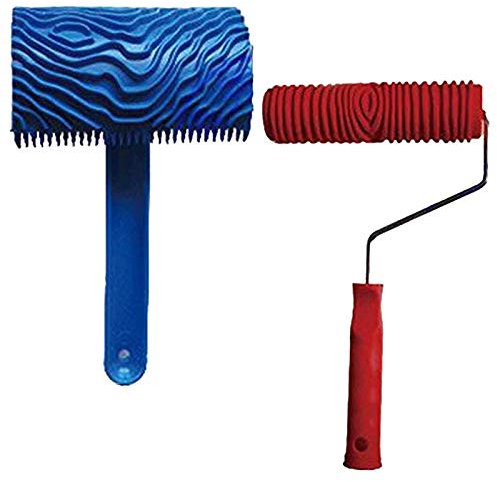 Beauneo Juego De Herramienta De Patron De Imitacion De Madera Eg300T 7 Pulgadas Rodillo De Goma + Ms16 Herramienta De Grano De Madera Realista Imitacion Recubrimiento De Grano