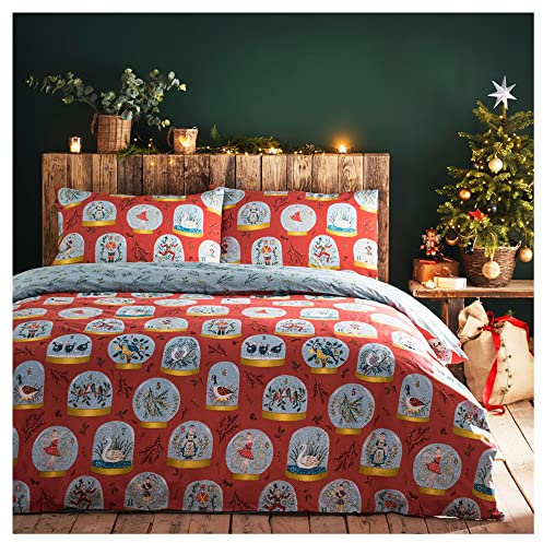 Eingereif. Zwölf Tage Weihnachten King Bettbezug, Baumwolle, Polyester, rot