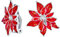 Fête De Noël Boucles D'Oreilles À Pince En Émail Rouge En Forme De Fleur Avec Poinsettia Pour Femmes Aux Oreilles Non Percées - Bordure Plaquée Argent