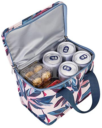 Periea 'Liz' Insulated Cooler Lunch Box for Women Men Kids Adult, Waterproof Leakproof Reusable Lunch Tote Bag with Handles for Work School Picnic Beach (Peach Leaves)