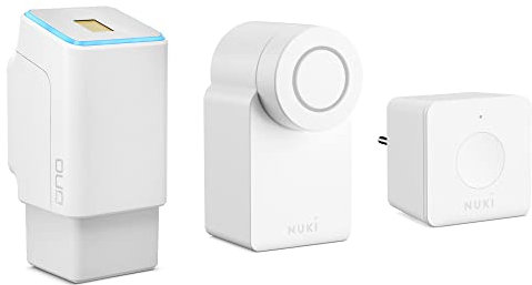 EKEY UNO 200296 Scanner d'empreintes digitales Rechargeable sans Fil avec Nuki Combo 3.0 (Smart Lock + Bridge) Blanc