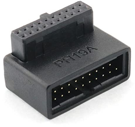 DGHAOP PH19A - Placa base para computadora de escritorio USB 3.0 19P / 20P macho a hembra, adaptador de extensión hacia arriba y hacia abajo en ángulo de 90 grados