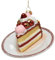 Kaemingk Christbaumschmuck Glas 12,5cm Erdbeer Torte auf Teller Weihnachtskugeln weiß rot