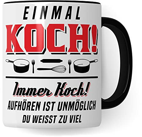 Tasse de cuisinier, cadeau de cuisinier, tasse à thé, tasse à thé, tasse de chef, tasse à café humour, cadeau pour cuisiniers, tasses à café de cuisine (blanc et noir)