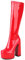MJIASIAWA Donna Senza Chiusura Knee Plateau Chunky Stivali Stretch Festa Moda Tacco Alto Plateau Vernice Stivali Equitazione Vestito Rosso Numero 36 Eu