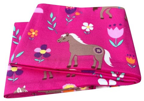 Wollhuhn ÖKO Mädchen/Damen/Buben Cooles Elastisches Stirnband/Haarband Bequem Jersey Baumwolle Viele Motive 21215155 (Pony/Pferde Pink)